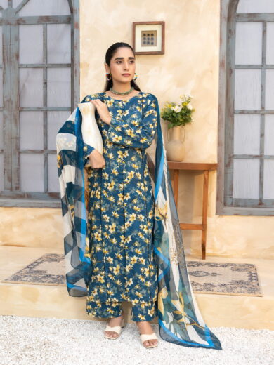 Floral printed 3-piece summer lawn suit by Bunaaz