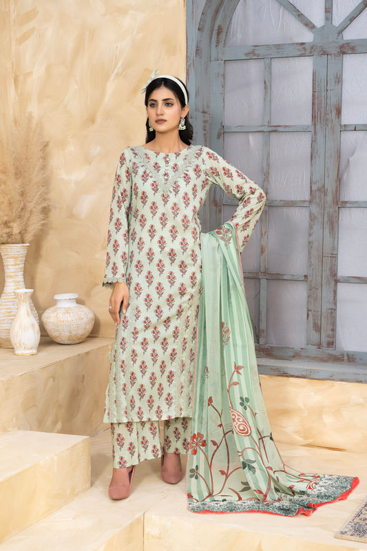 Khushbakht unstitched 3-piece summer lawn suit by Bunaaz