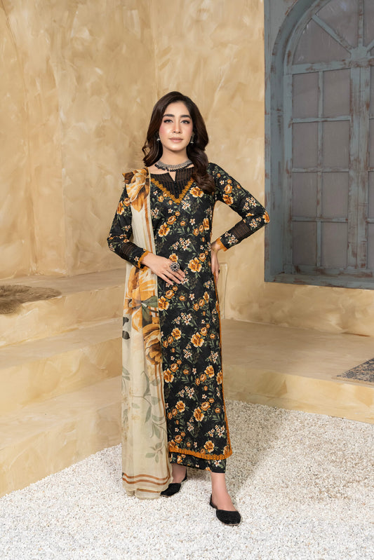 Divine 3-piece summer lawn suit by Bunaaz